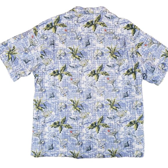 Vintage Columbia River Lodge Tropical Martini Shirt Mens XL Blue Hawaiian Aloha - Picture 2 of 5